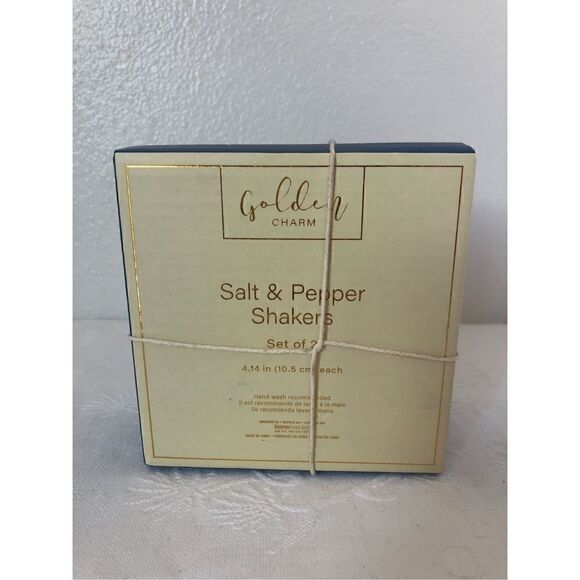 Brand New Golden Charm Salt & Pepper Shakers Blessed Gift Set - Picture 2 of 2